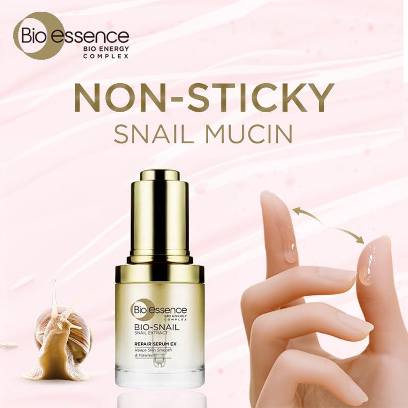 Bio-Essence Bio-Snail Repair serum with Snail Extract (30ml) | Lightweight Snail Serum for Deep Hydration and Skin Repair | Formulated for Indian conditions Bio Essence