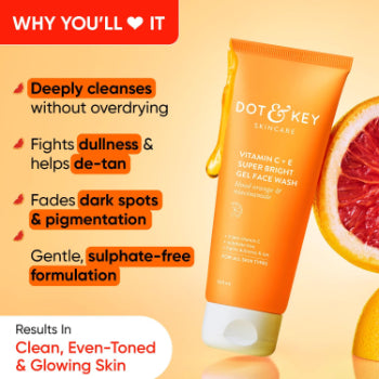 DOT & KEY Vitamin C + E Super Bright Gel Face Wash For Glowing And Brightening Skin 100 ML Beauty Bumble