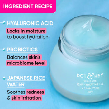 DOT & KEY 72Hr Hydrating Gel + Probiotics Moisturizer 60ml Beauty Bumble