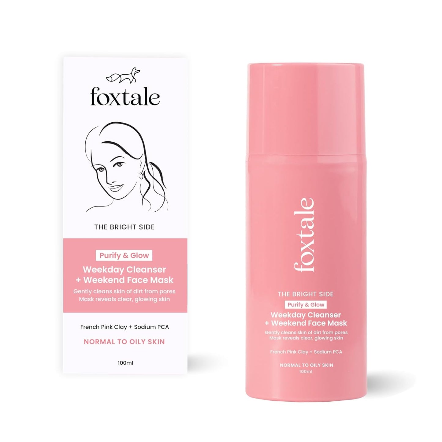 FOXTALE Purify & Glow Cleanser + Mask 100ml Foxtale