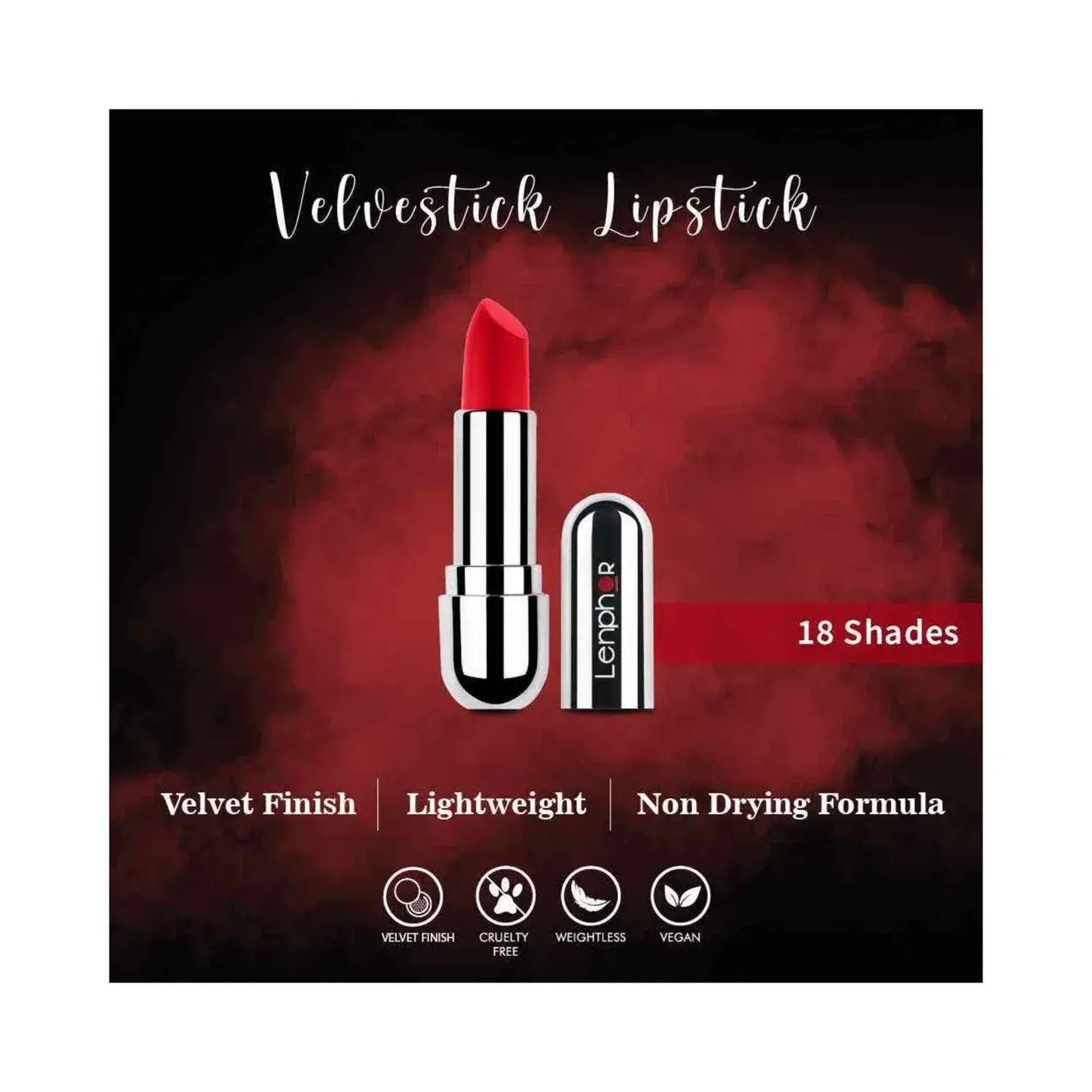 LENPHOR Velvestick Lipstick 4g LAVA RED-01 LENPHOR