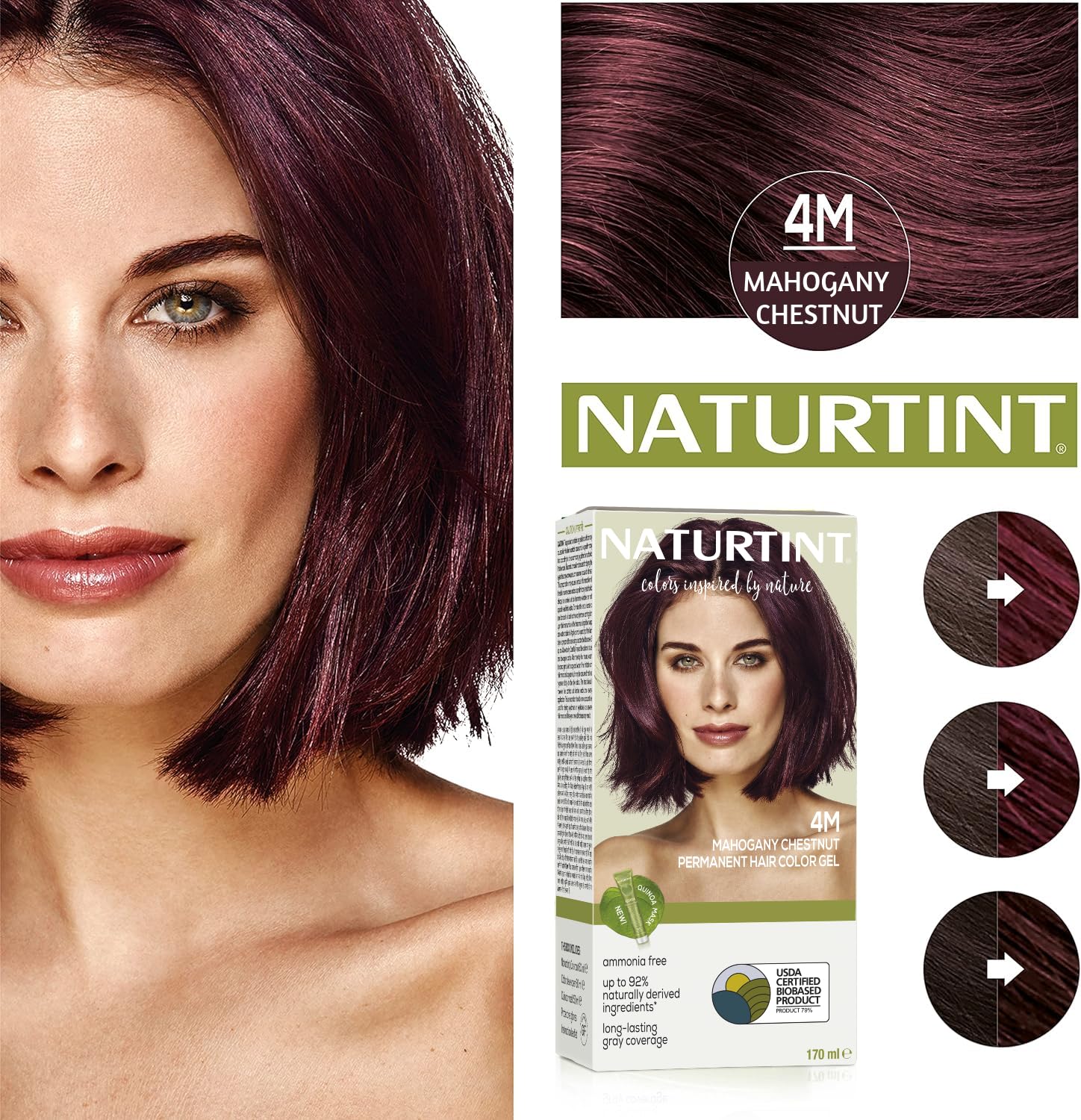 NATURTINT 4M MAHOGANY CHESTNUT Permanent Hair Color Gel 170ml NATURTINT