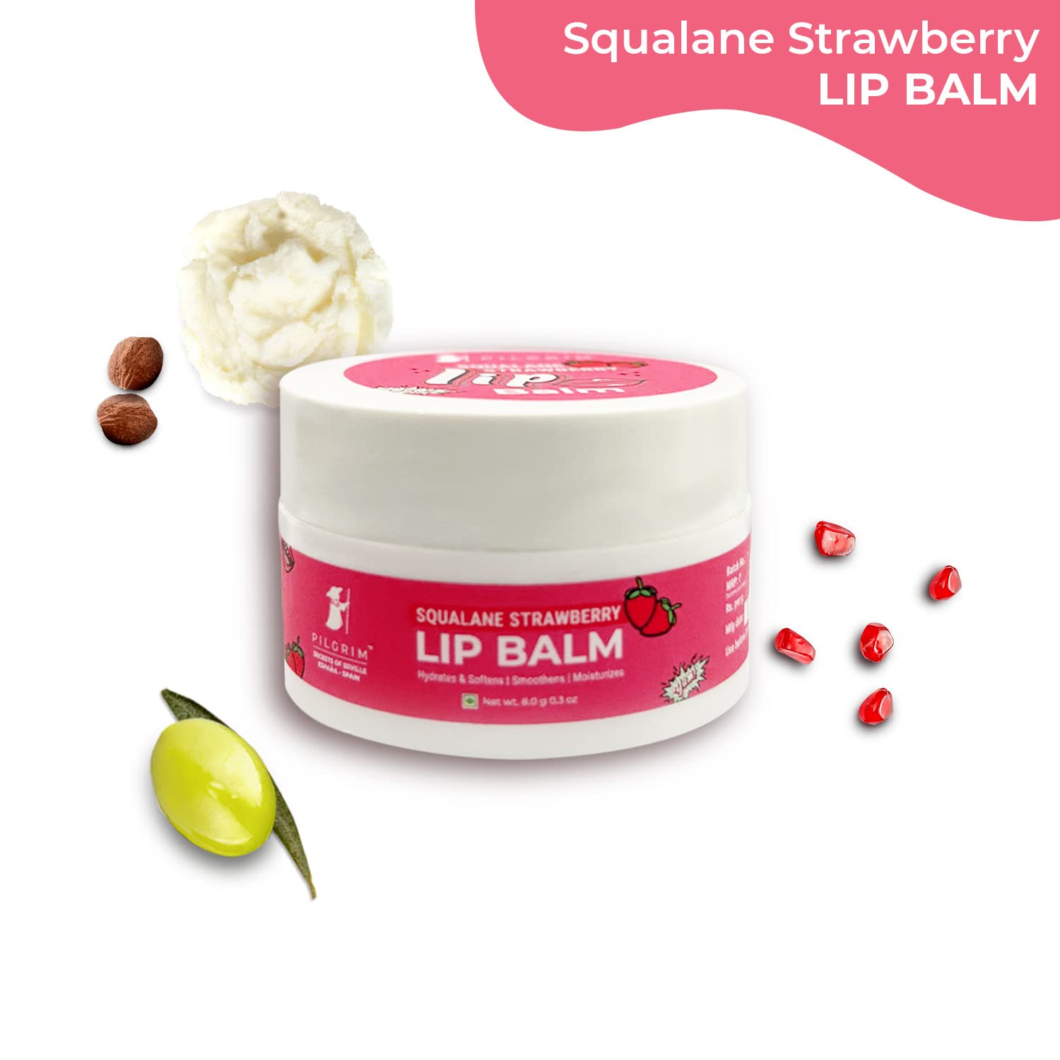 PILGRIM Squalane Strawberry Lip Balm  8gm Pilgrim