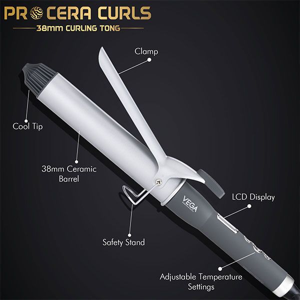 VEGA PROFESSIONAL PRO CERA CURLS 38mm Curling Tong VEGA PROFESSIONAL