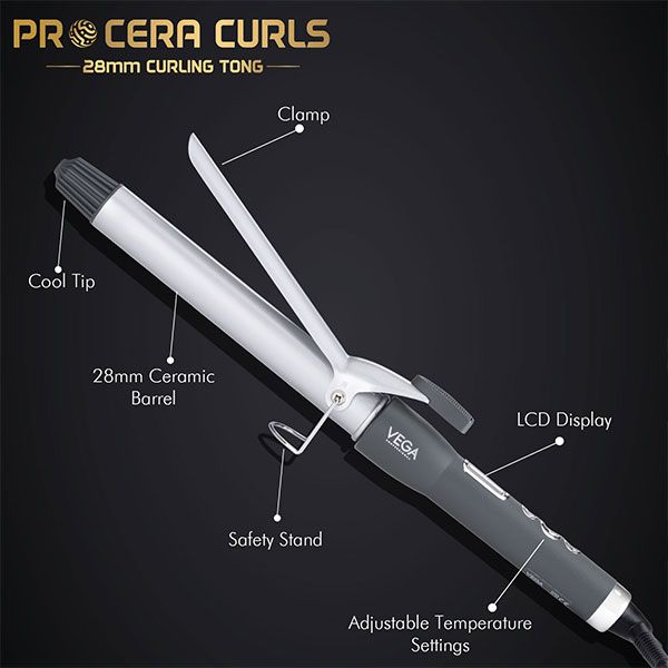 VEGA PROFESSIONAL PRO CERA CURLS 28mm Curling Tong Beauty Bumble