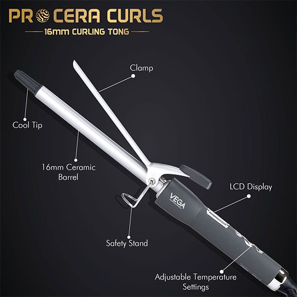 VEGA PROFESSIONAL PRO CERA CURLS 16mm Conical Tong VEGA PROFESSIONAL