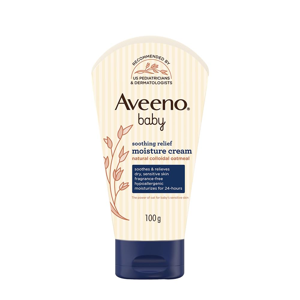 Aveeno Baby Soothing Relief Moisture Cream 100g 24-Hour Protection for Dry, Itchy, Sensitive Skin | Clinically Proven | Active natural oats | US pediatrician recommended | Hypoallergenic, fragrance-free & paraben-free Aveeno Baby