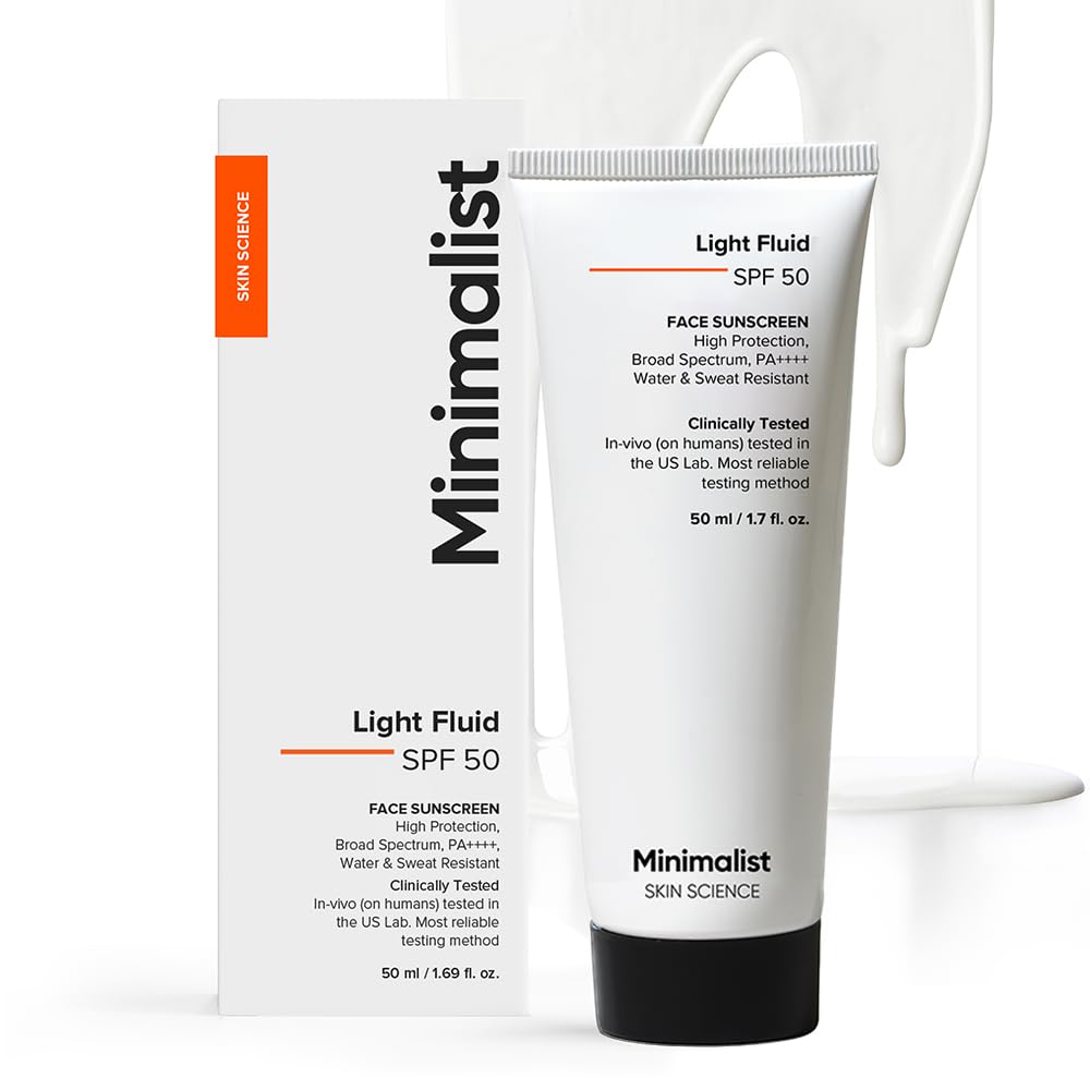 Minimalist Light Fluid SPF 50 Face Sunscreem with High Protection ,PA ++++ , Water & Sweat Resistant 50ml Beauty Bumble