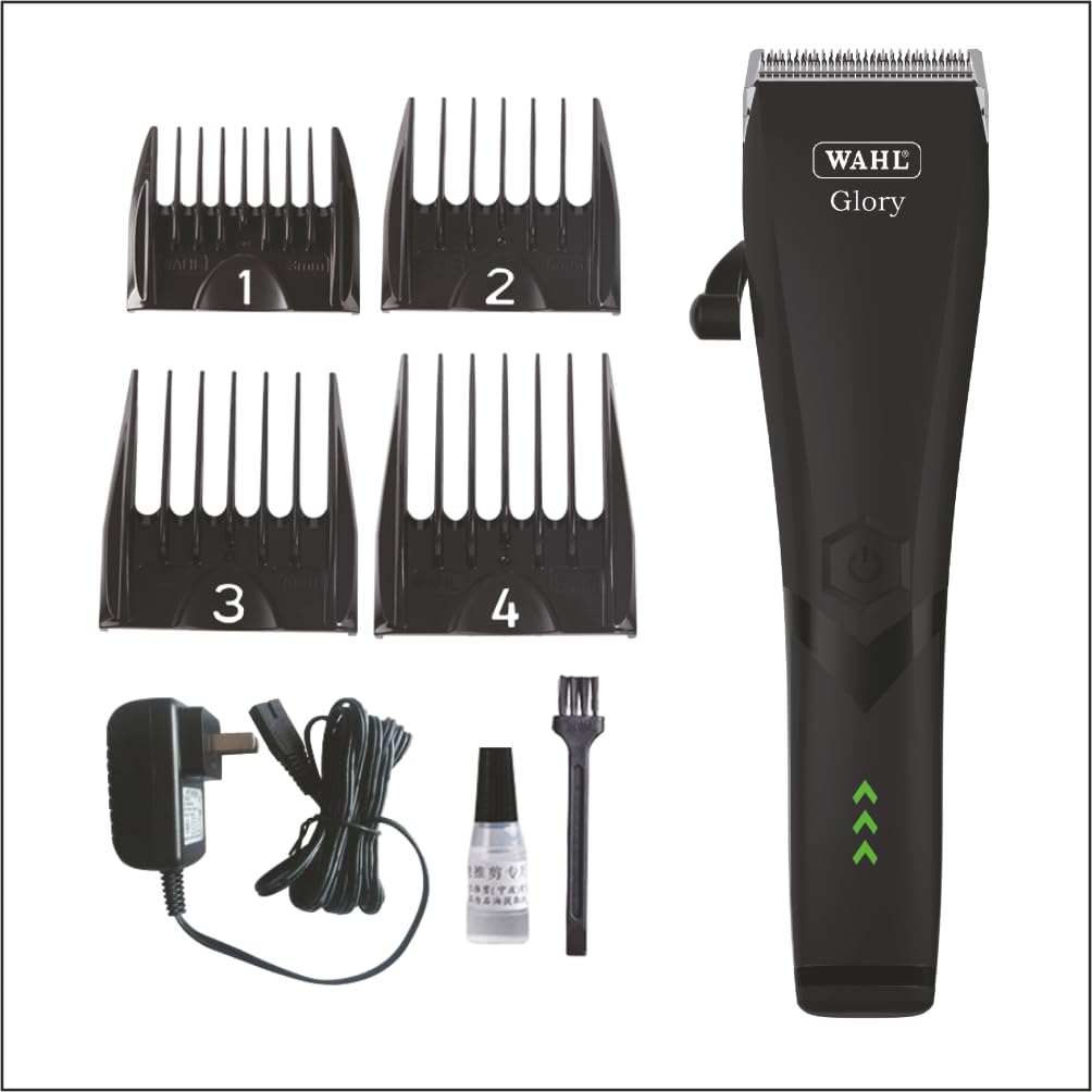 Wahl Glory Professional Clipper, Cord/Cordless Operation, 6000 RPM Powerful Motor, Patented Blade with Integrated Adjustable Lever, Erganomic and Lightweight, Smart LED Indicator, 4.5 Hours Runtime, 2 Years Warranty WAHL