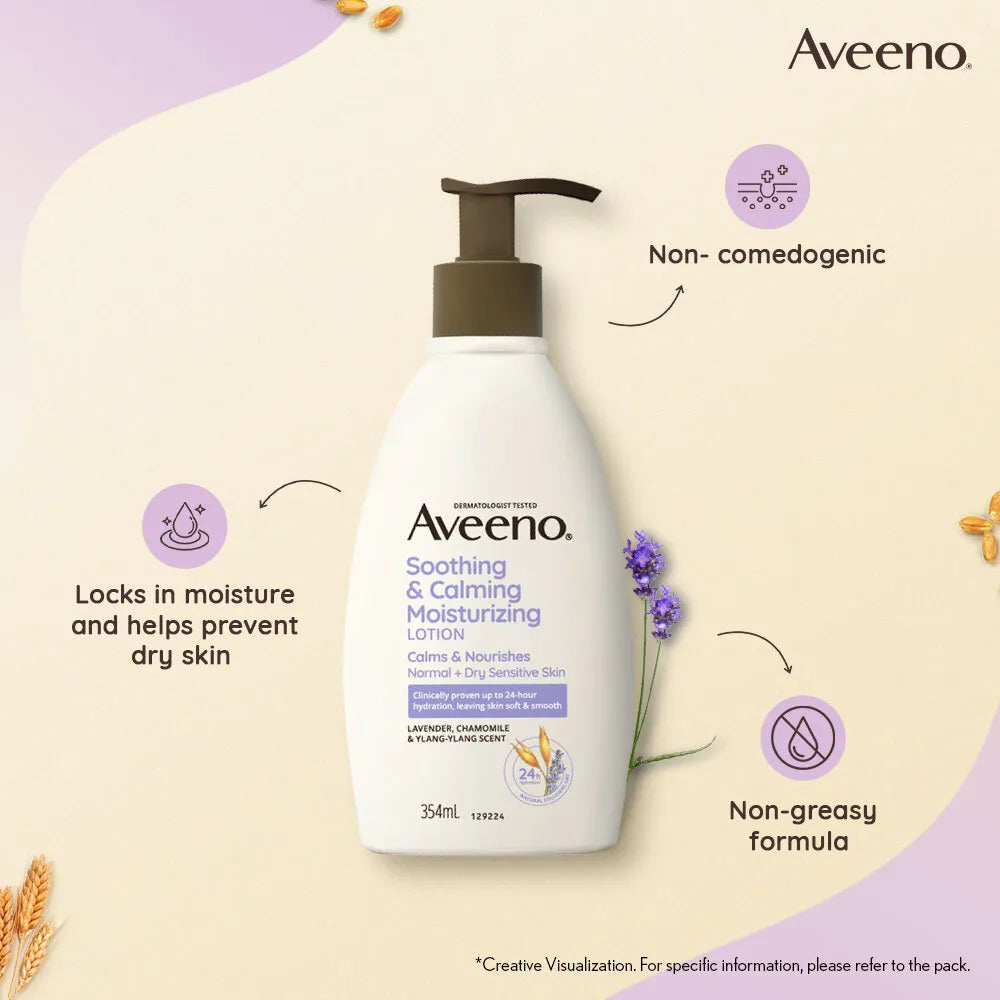 Aveeno Soothing & Calming Body Lotion For Normal Skin, White, 354ml Aveeno