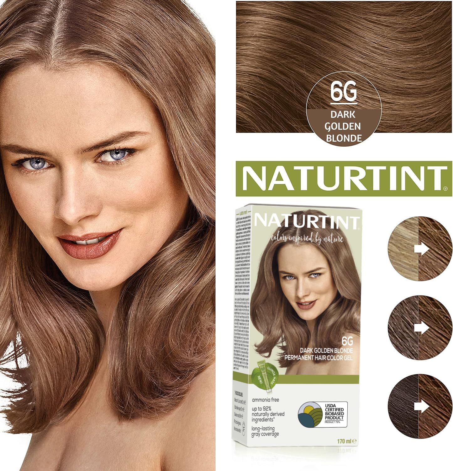 NATURTINT 6G Dark Golden Blonde Permanent Hair Color Gel 170ml NATURTINT