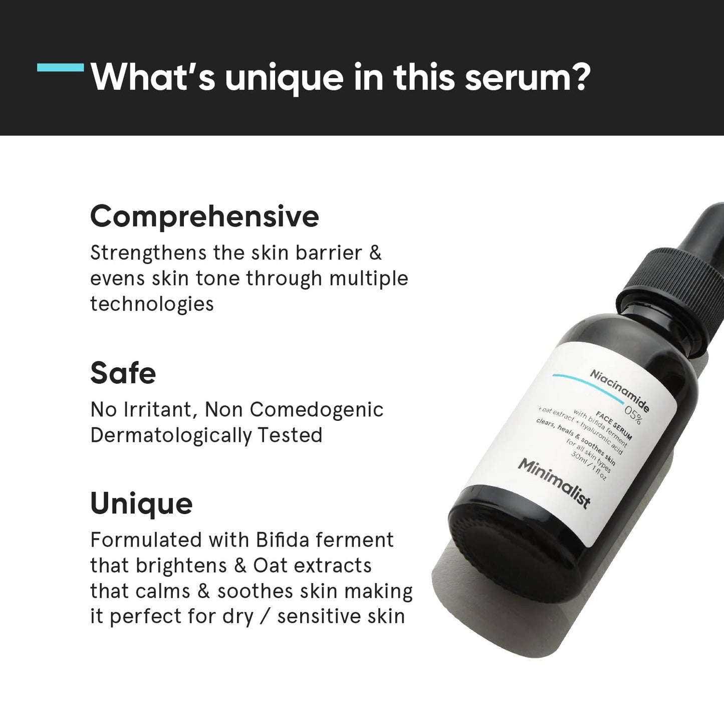 Minimalist Niacinamide 05% Face Serum With Bifida Ferment + oat extra + Hyaluronic Acid 30ml Minimalist