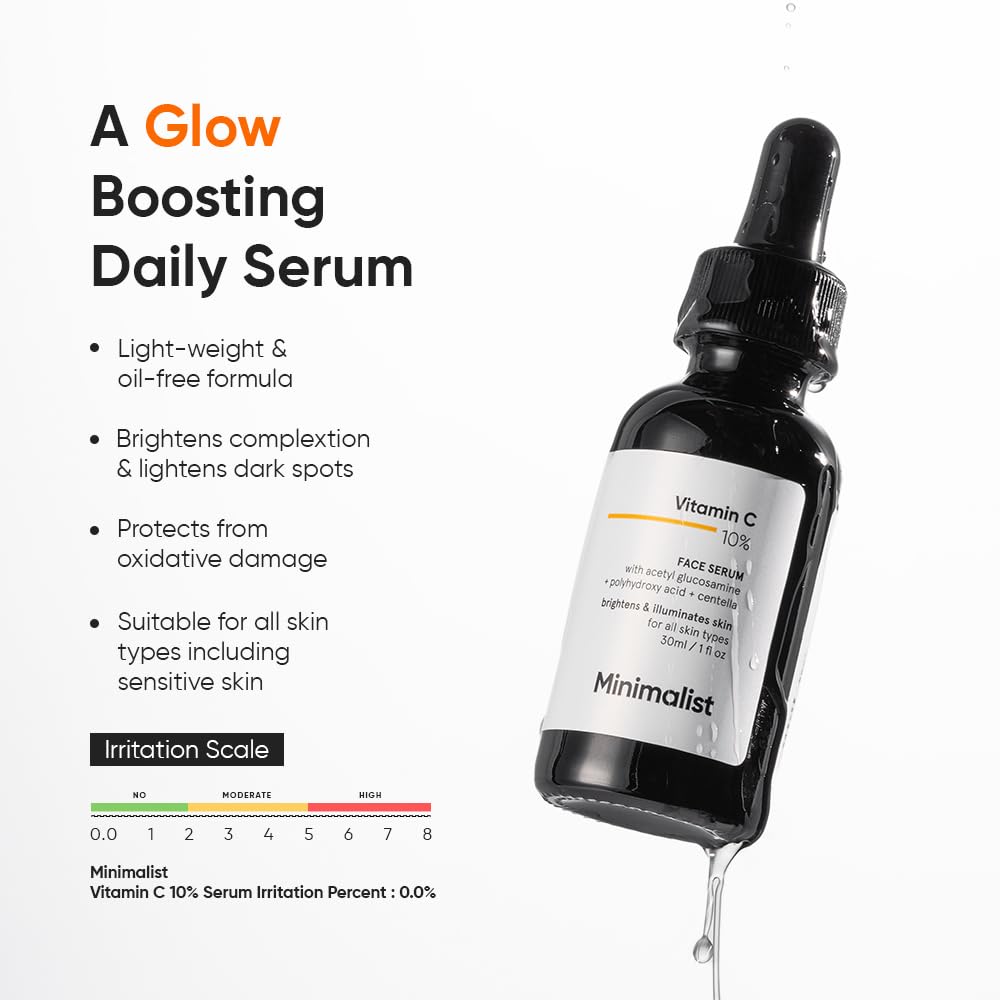 Minimalist Vitamin C 10% Face Serum With Acetyl Glucosamine + polyhydroxy + Centella 30ml Minimalist