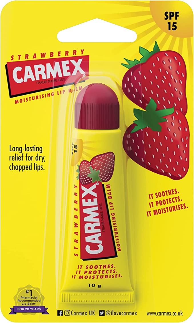 Carmex Moisturising Strawberry Lip Balm with SPF 15, 10gm (Squeezy Tube) CARMEX