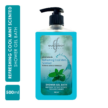 European Formula Moisturising Refreshing Cool Mint Scented Shower Gel Bath 500 ml European Formula