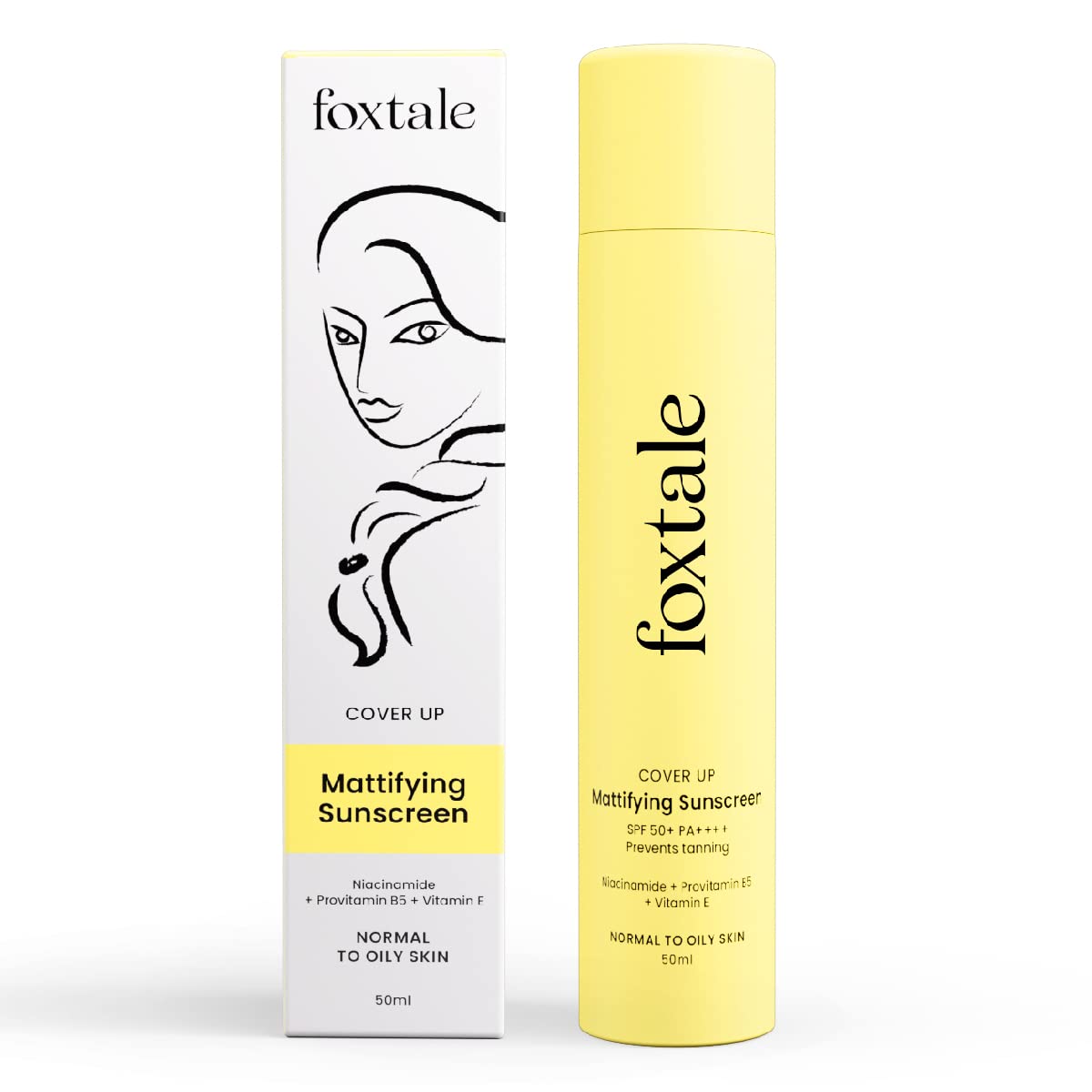 FOXTALE Matte Finish Sunscreen Provides 10 Hour UV protection and enhances skin brightness  50 ML Foxtale