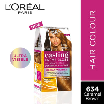 L'Oreal Paris Casting Crème Gloss Conditioning Hair Color Ultra Visible, 100g + 60ml - Caramel Brown 634 L'Oreal