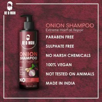 BE O MAN Onion Shampoo  Extreme Hairfall Repair Vitamin E  200 ml Be O Man