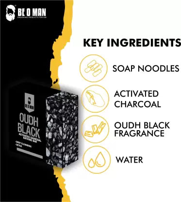 BE O MAN Oudh Black Activated Charcoal Bathing Bar 125 gm Be O Man