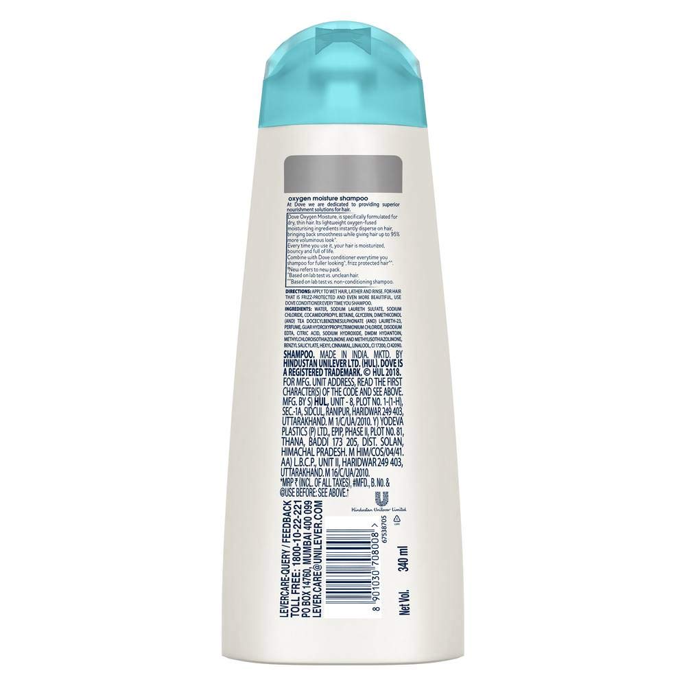 Dove Oxygen Moisture Shampoo 340ml Dove