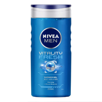 NIVEA Men Body Wash, Vitality Fresh with Ocean Minerals, Shower Gel for Body, Face & Hair, 250 ml NIVEA