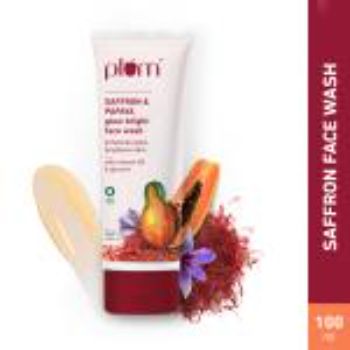 Plum SAFFRON & PAPAYA glow bright face wash PLUM