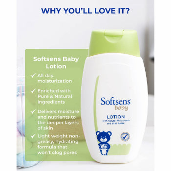 Softsens Baby Lotion , with Natural Milk Cream & Shea Butter ( 200 ml) SOFTSENS