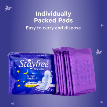 Stayfree All Night Ultra-Dry Max XL - 28 Sanitary Pads(28 Pads) Stayfree