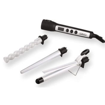 TORLEN PROFESSIONAL Interchangeable Hair Curling Iron with Temperature Controller Set of 3 Straight, Bubble n Conical Tong for Salon n Parlor, Silver TORLEN PROFESSIONAL