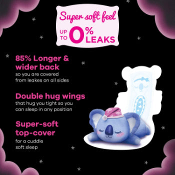 Whisper Bindazzz Nights Koala Soft XXL+ 10s Sanitary Pads (10 Pcs) Whisper