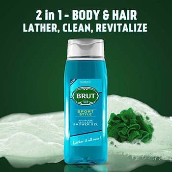 Brut Sport Style All - In- one Hair & Body Shower Gel 500ml Brut