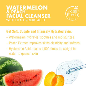 Petal Fresh Pure WATERMELON & PEACH WITH HYALURONIC ACID FACIAL CLEANSER HYDRATING 200 ml Petal Fresh