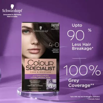 Schwarzkopf Colour SPECIALIST CARE & MOISTURE WITH OMEGAPLEX + HYALURONIC ACID 4-0 MEDIUM NATURAL BROWN 165 ml Schwarzkopf