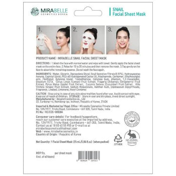 MIRABELLE Snail Facial Sheet Mask 25ml MIRABELLE