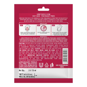 LAKME Pomegranate Punch Fruity-Licious Sheet Mask 25ml LAKME